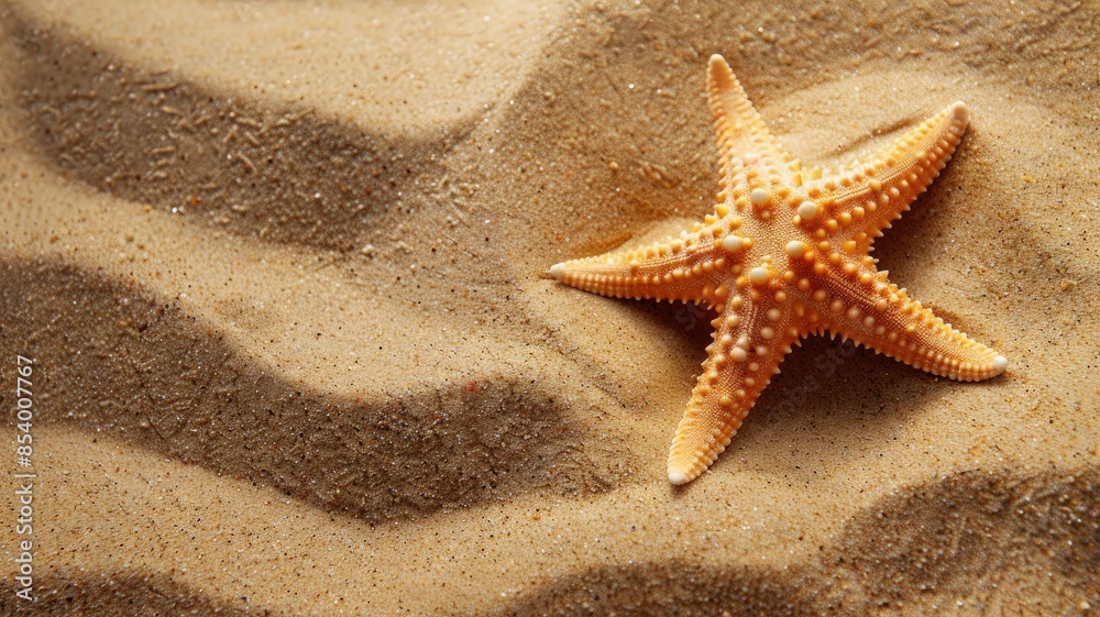 Starfish on sand with smooth wavy patterns Starfish on sand with smooth wavy patterns