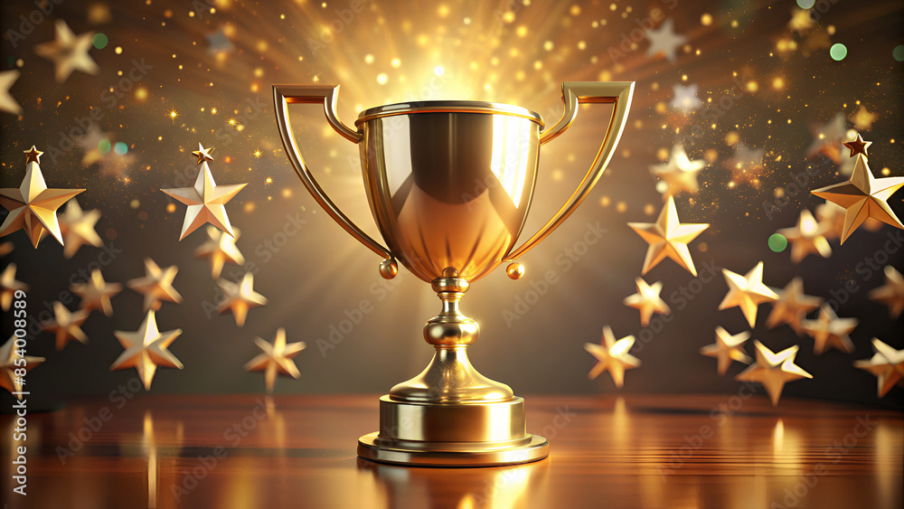 3d minimal winner cup. Achievement award, Trophy cup. Champion trophy, shiny golden cup, Winner award. Hand holding a champion trophy cup with stars around. 3d rendering illustration. 3d minimal winner cup. Achievement award, Trophy cup. Champion trophy, shiny golden cup, Winner award. Hand holding a champion trophy cup with stars around. 3d rendering illustration.