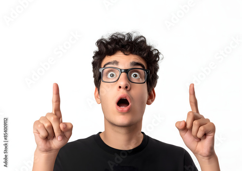 Young Man in Casual Wear Gesturing with Excitement