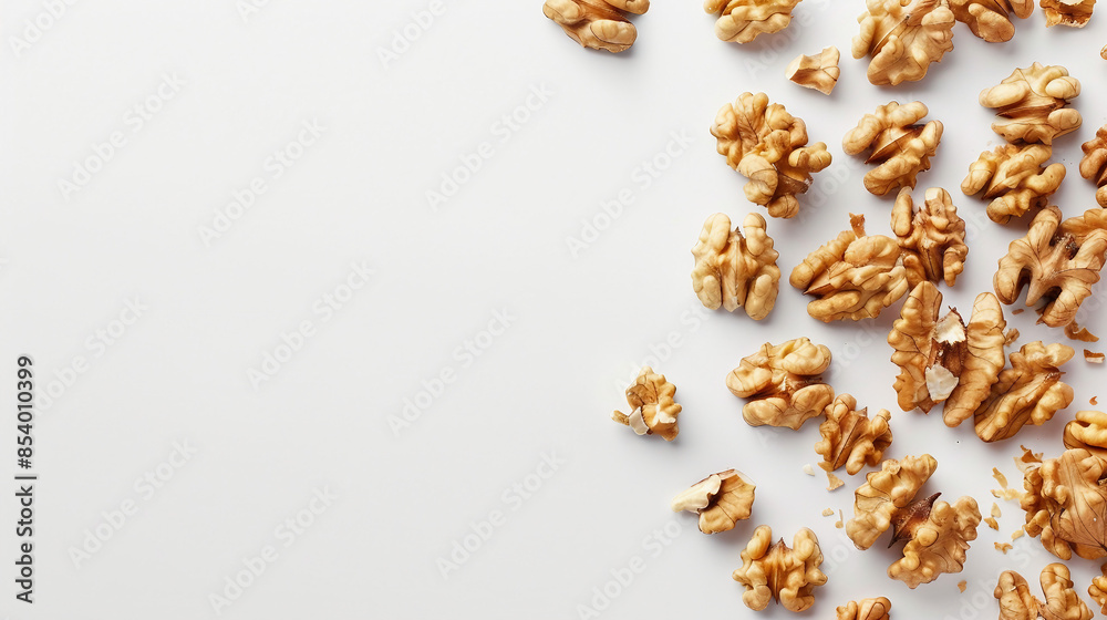 Crisp Close-Up: Top View of Fresh Walnuts Ready for Cooking or Snacking Crisp Close-Up: Top View of Fresh Walnuts Ready for Cooking or Snacking