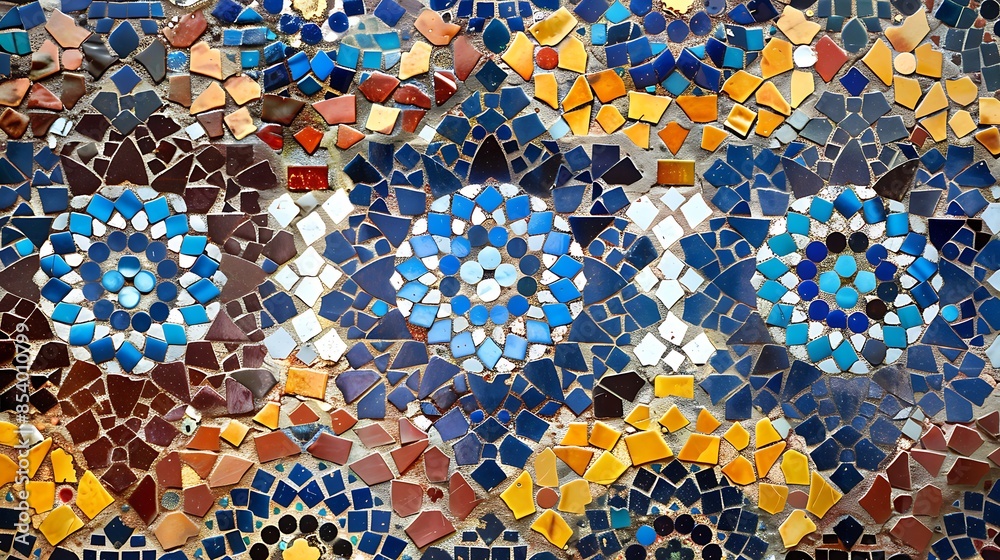 Intricate Mosaic Pattern in Blues and Browns Intricate Mosaic Pattern in Blues and Browns