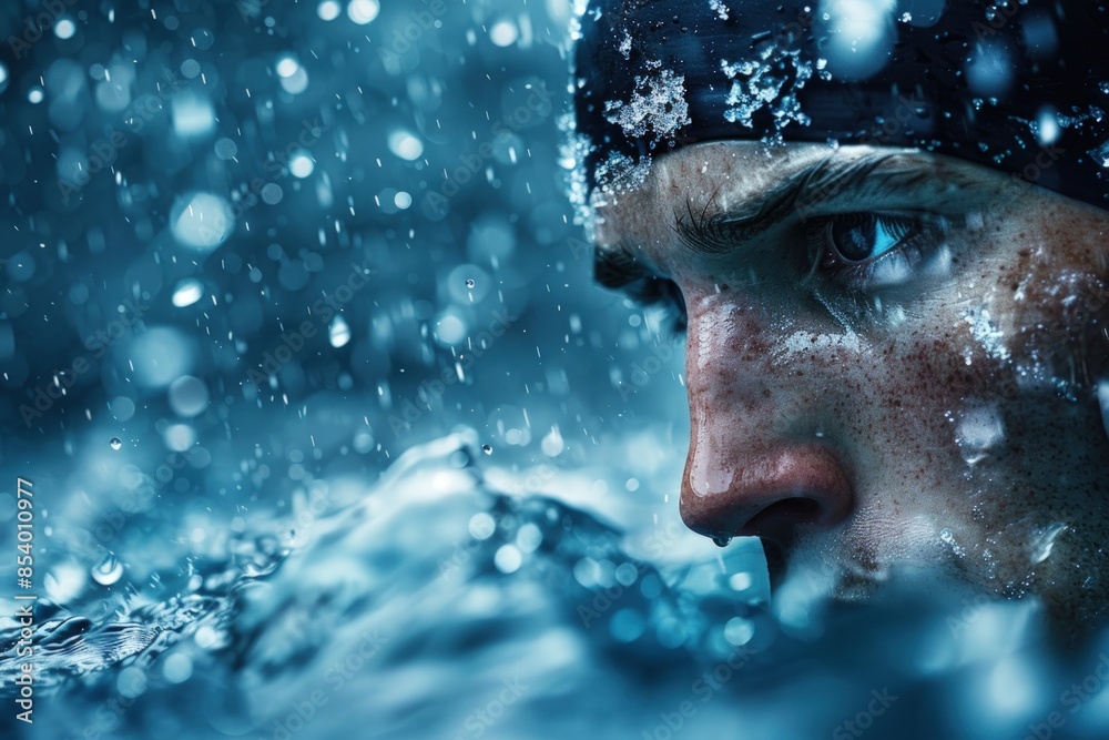 A man is swimming in the ocean with his head above the water A man is swimming in the ocean with his head above the water