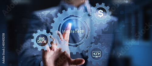 Insurtech Insurance technology online business finance concept on screen.