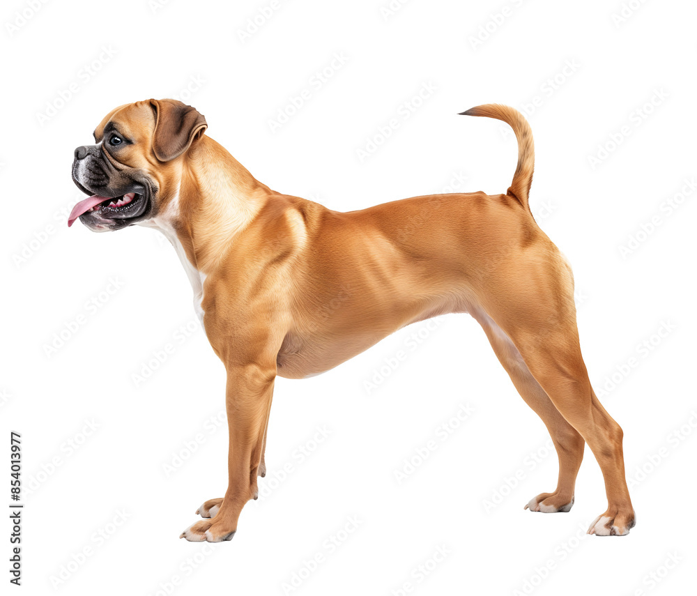 Side view of a boxer dog on isolated background Side view of a boxer dog on isolated background
