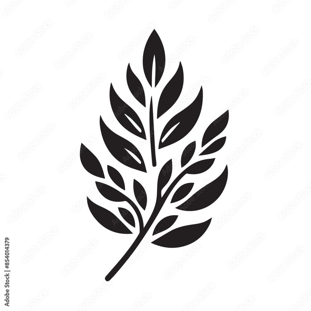 Silhouette of Botanical Element Icon Isolated in White Silhouette of Botanical Element Icon Isolated in White