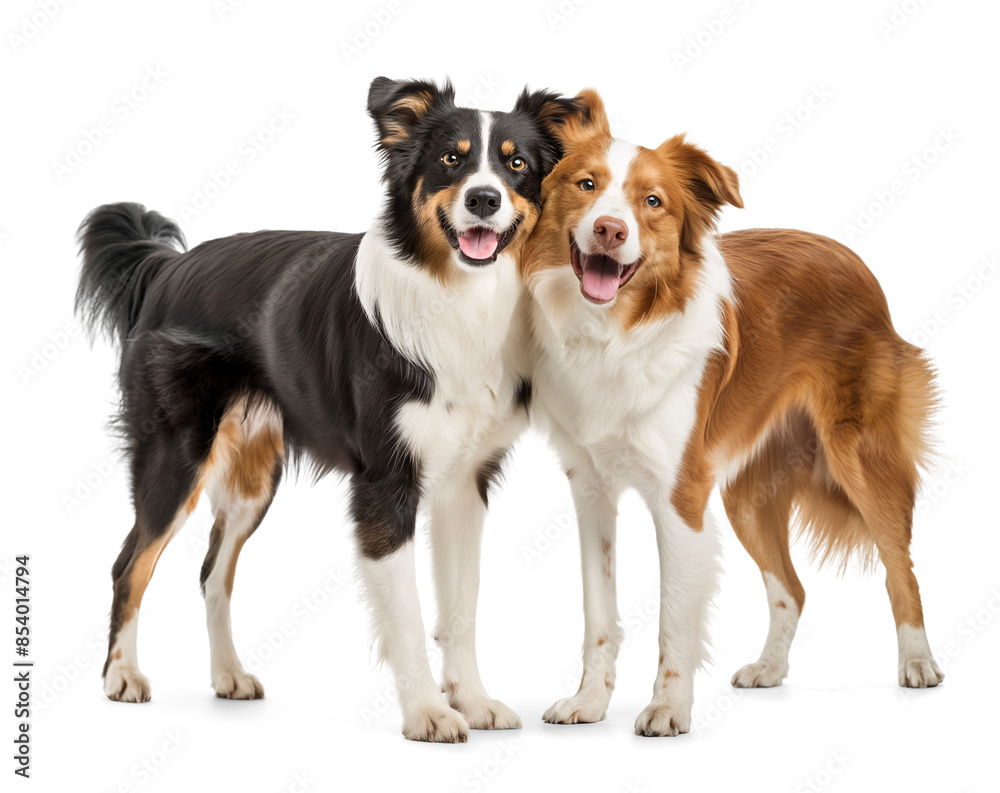 Two Border Collie family couple in love with different coat colors Two Border Collie family couple in love with different coat colors