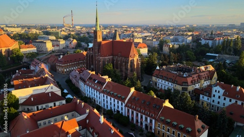 city Europe beautiful top view aerial photography of Wroclaw Poland