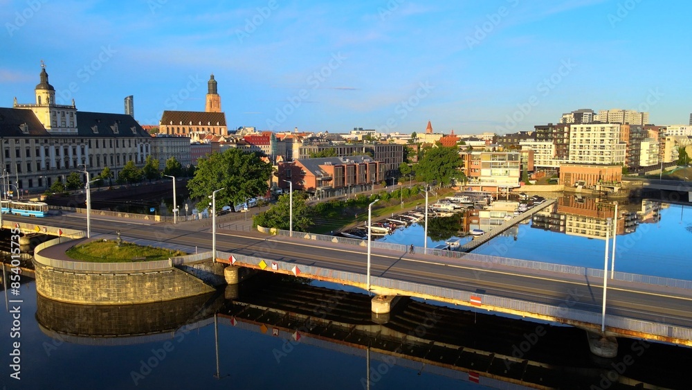 Naklejka premium city Europe beautiful top view aerial photography of Wroclaw Poland