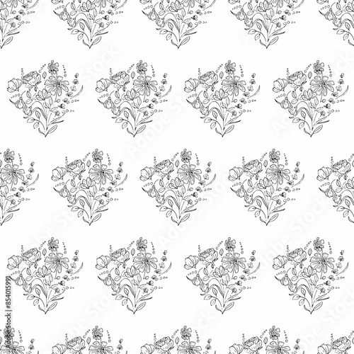 Hand drawn seamless floral pattern. Liner