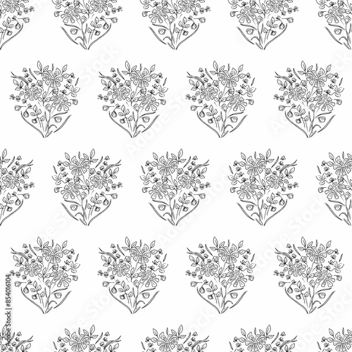 Hand drawn seamless floral pattern. Liner