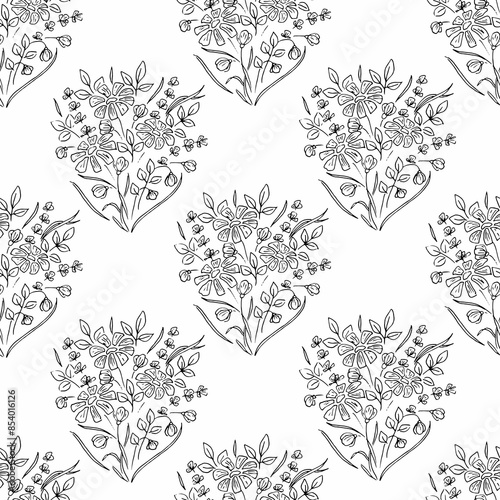 Hand drawn seamless floral pattern. Liner