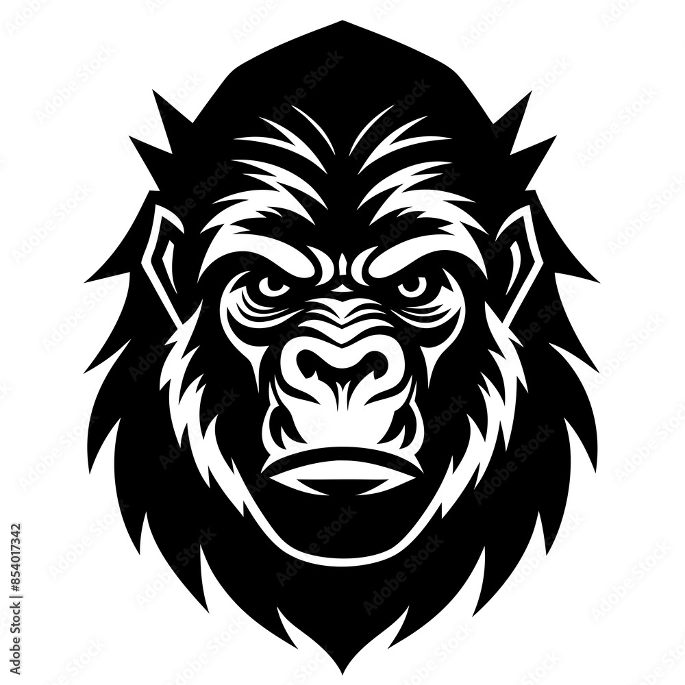 gorilla head icon vector illustration black silhouette, white background. gorilla head icon vector illustration black silhouette, white background.