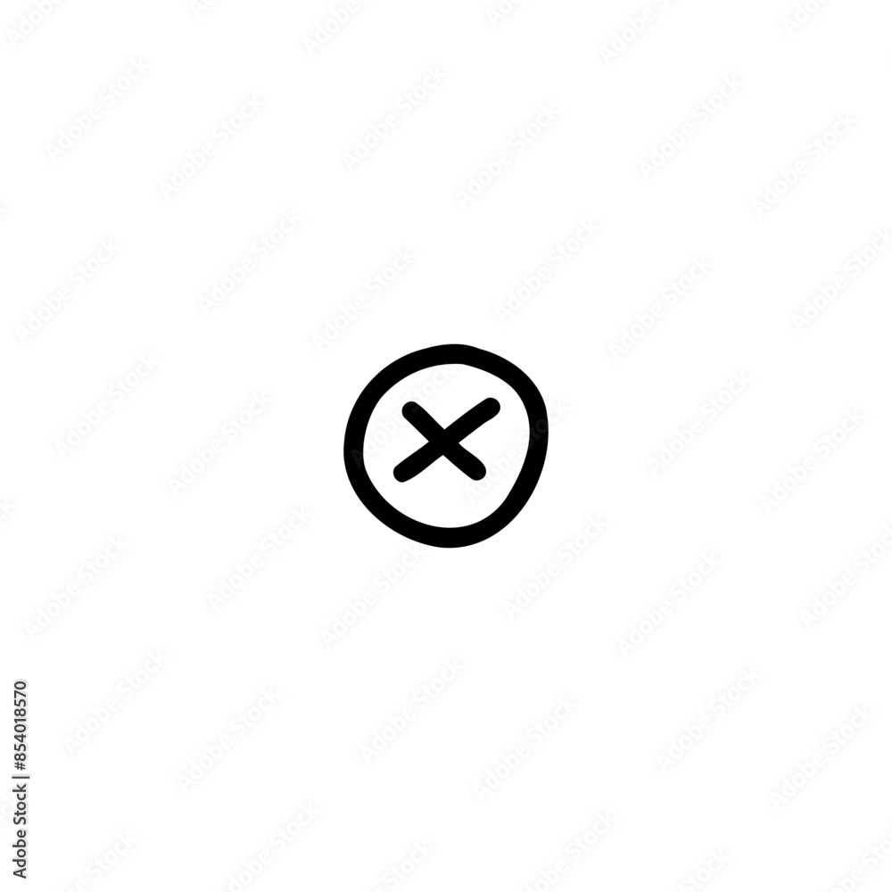 X circle button hand-drawn line. Suitable use for design, decoration, apparel, infographics, scrapbooks, yearbooks, children, kids inspiration and more X circle button hand-drawn line. Suitable use for design, decoration, apparel, infographics, scrapbooks, yearbooks, children, kids inspiration and more