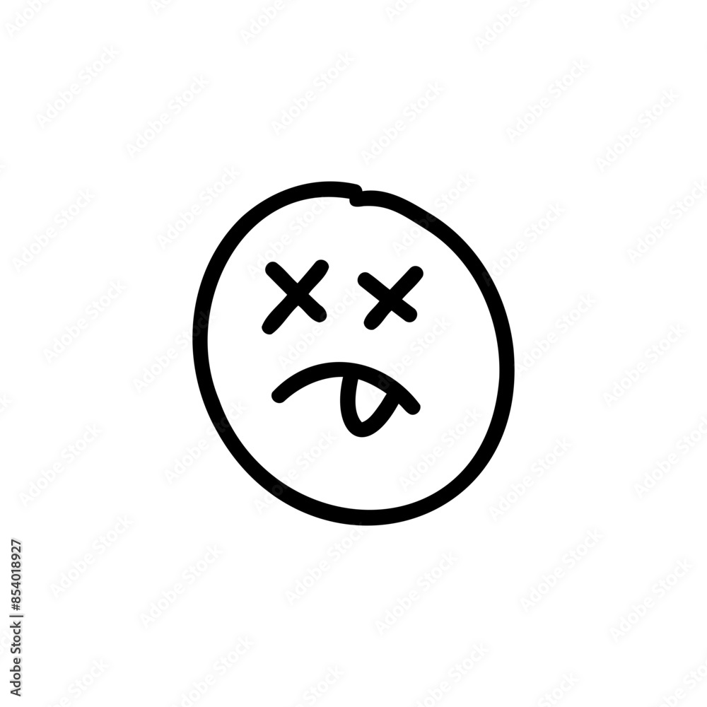 Icon of a tired face hand drawn. Suitable use for design, decoration, apparel, infographics, scrapbooks, yearbooks, children, kids inspiration and more Icon of a tired face hand drawn. Suitable use for design, decoration, apparel, infographics, scrapbooks, yearbooks, children, kids inspiration and more