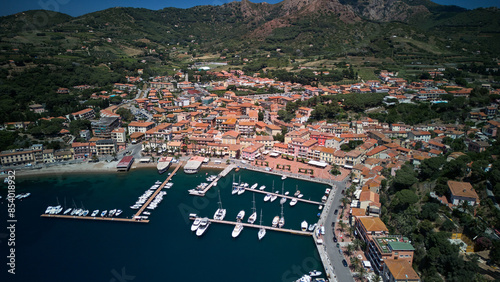 Veduta aerea del porto di Porto Azzurro situato nell'Isola d'Elba. photo