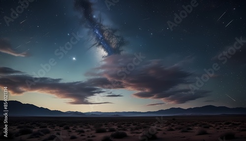 Background image, wispy nebula clouds and distant stars against a faint cosmic background, creating a serene, otherworldly atmosphere. Generative AI, Generative, AI