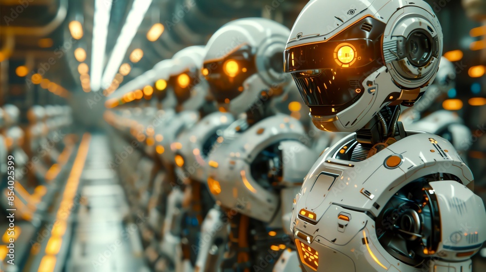 Robotic Factory An advanced factory with robotic workers and automated processes Robotic Factory An advanced factory with robotic workers and automated processes