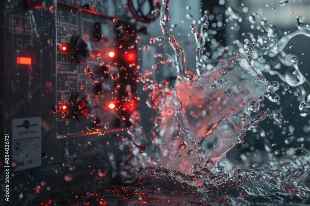 A close-up shot of water splashing from a machine, useful for illustrations and designs A close-up shot of water splashing from a machine, useful for illustrations and designs
