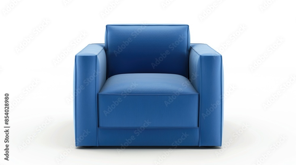Blue cube chair in sea blue isolated on white background Blue cube chair in sea blue isolated on white background