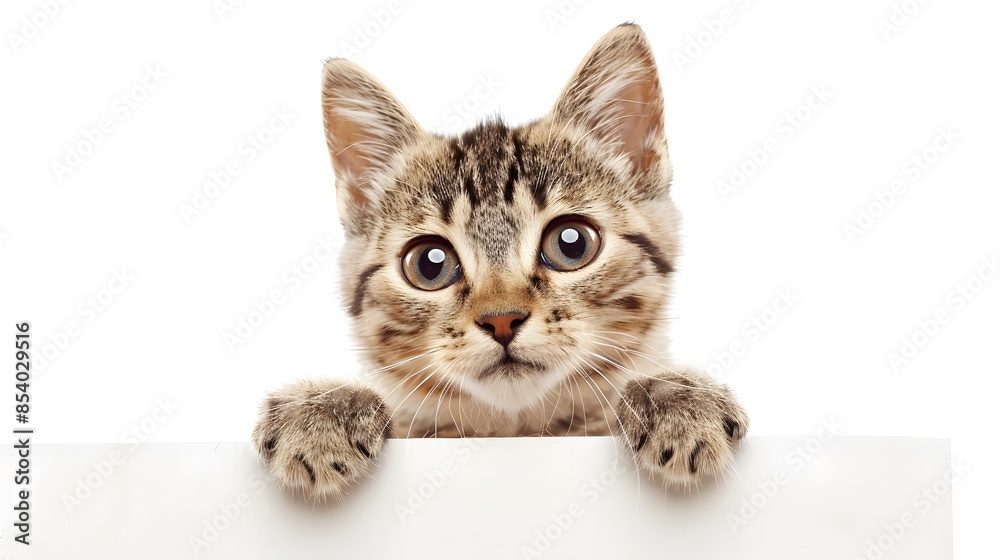 Cat Holding a Blank Sign: A cute tabby cat sitting upright, holding a blank sign with its front paws. Cat Holding a Blank Sign: A cute tabby cat sitting upright, holding a blank sign with its front paws.