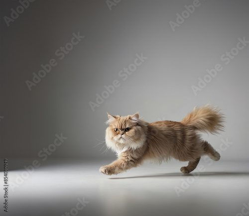 08062138 01 A Persian cat running, full whole body, professional photography posing 001.jpg photo