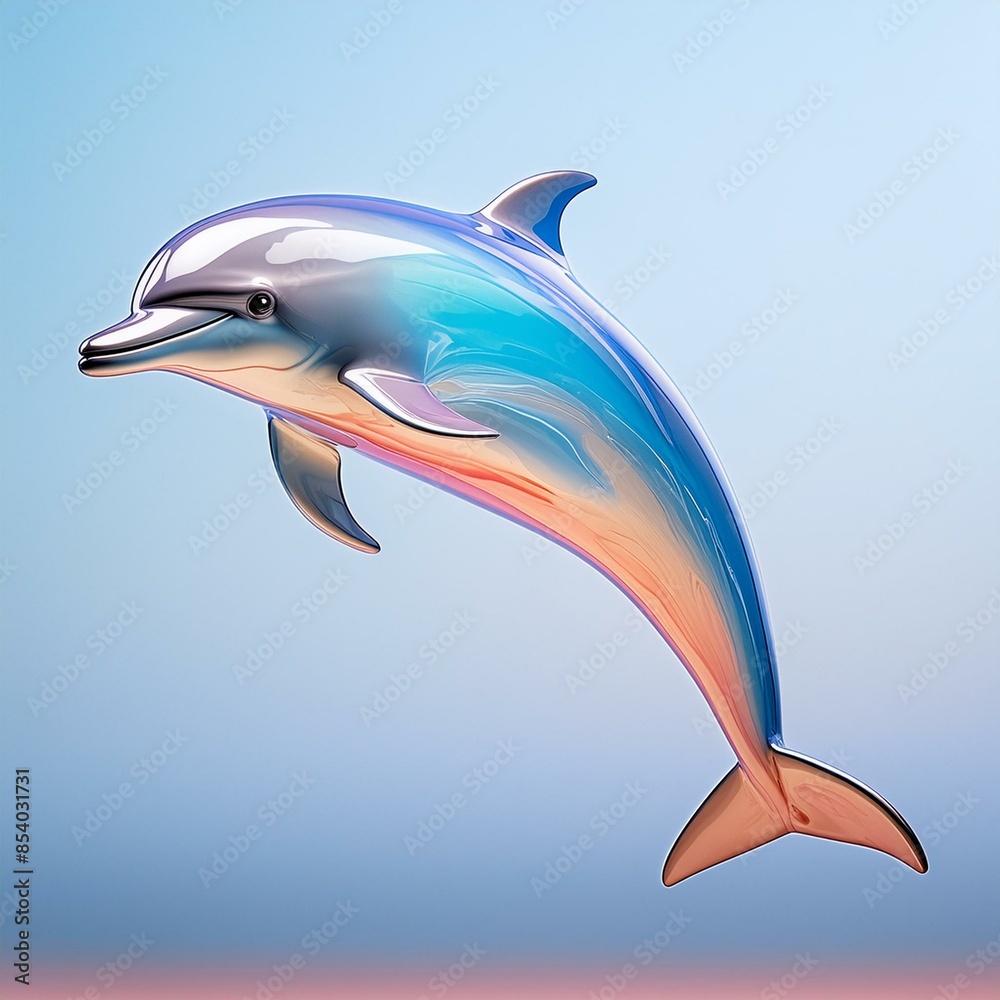 Fototapeta premium Bring a splash of color to your visuals with our abstract aqua dolphin and sky blue background.
