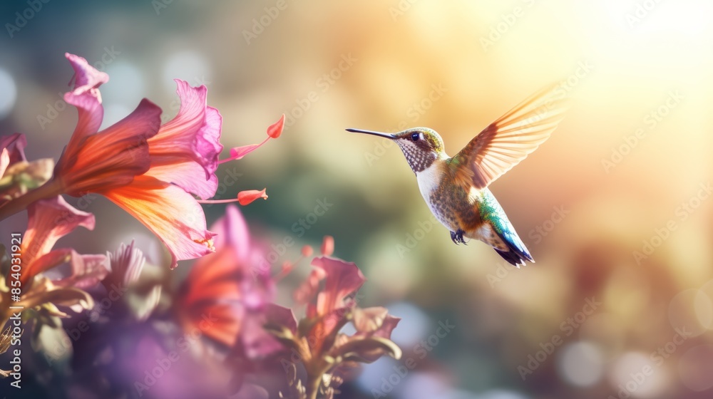 hummingbird hovering over a flower hummingbird hovering over a flower