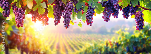 Abstract nature background with trees and grapevine in autumn harvest,perfect as a banner design for vineyard and winery promotional materials.