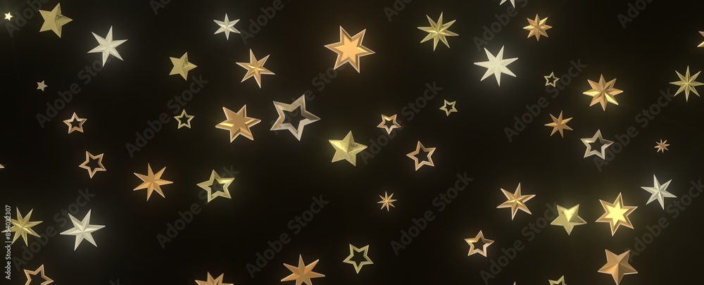 Twinkling Christmas Descent: Striking 3D Illustration Showcasing Falling Festive Twinkling Stars Twinkling Christmas Descent: Striking 3D Illustration Showcasing Falling Festive Twinkling Stars
