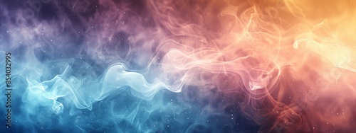 A collection of vibrant smoke elements against a dark backdrop, surrounded by hazy images of the smokes on each side photo