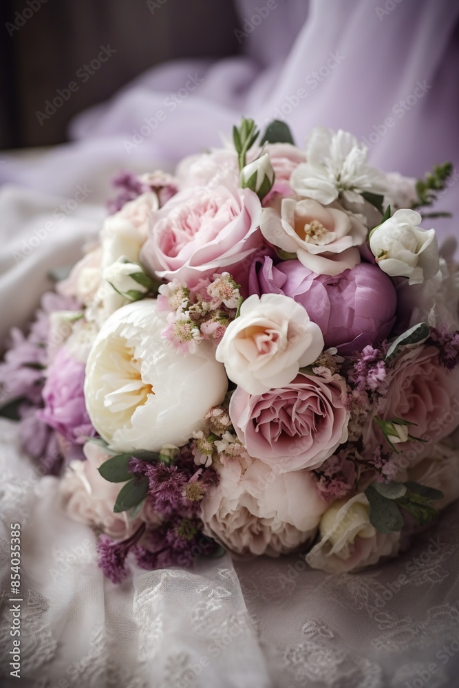 Beautiful purple, pink and white bridal bouquet Beautiful purple, pink and white bridal bouquet
