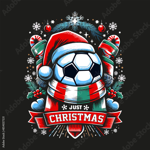  Soccer Merry Christmas Vector illustration And T Shirt Design
