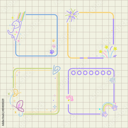 cute pastel notepad journal element pack