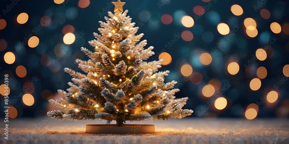 Beautiful and friendly Christmas tree on bokeh background. Generative AI Beautiful and friendly Christmas tree on bokeh background. Generative AI