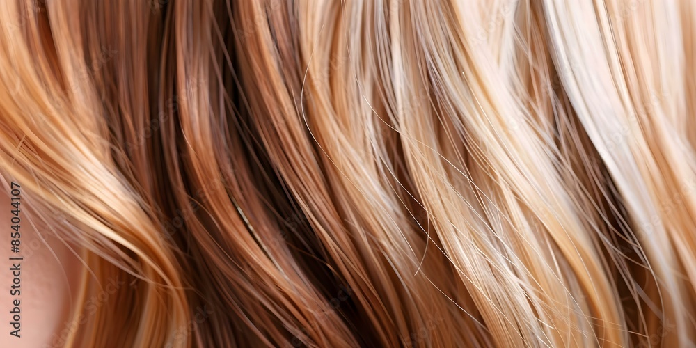 Womans hair dyed with balayage ombre technique from dark to light. Concept Balayage Ombre Hair, Hair Color Transition, Dark to Light, Hair Styling, Ombre Coloring Womans hair dyed with balayage ombre technique from dark to light. Concept Balayage Ombre Hair, Hair Color Transition, Dark to Light, Hair Styling, Ombre Coloring