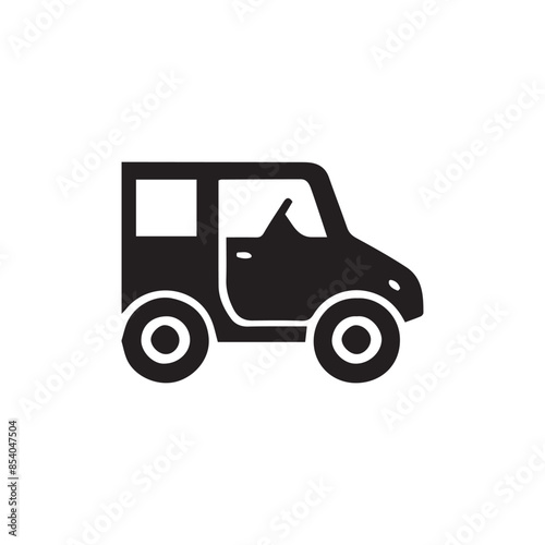  Vector Black silhouette car icon isolated on white, Eps 10.