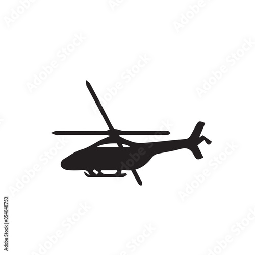 Silhouette Illustration of airplane on white background.