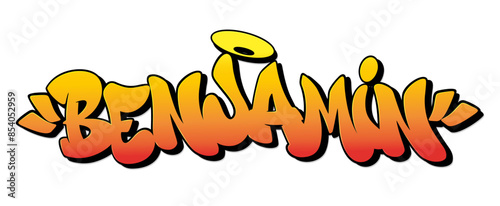 Benjamin name in graffiti style. Vector illustration.