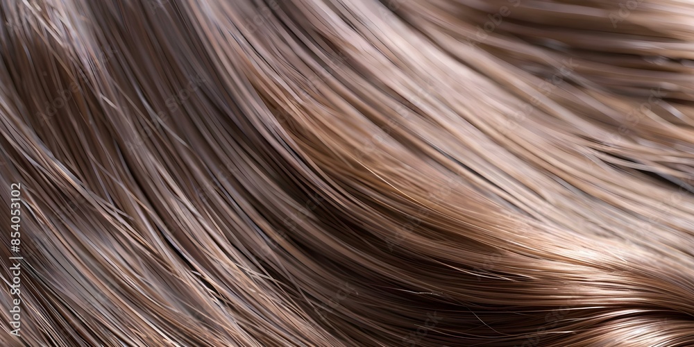 Naklejka premium Keratin treatment for healthy straight hair with dandruff care and rejuvenation. Concept Keratin Treatment, Healthy Hair, Dandruff Care, Rejuvenation, Straight Hair