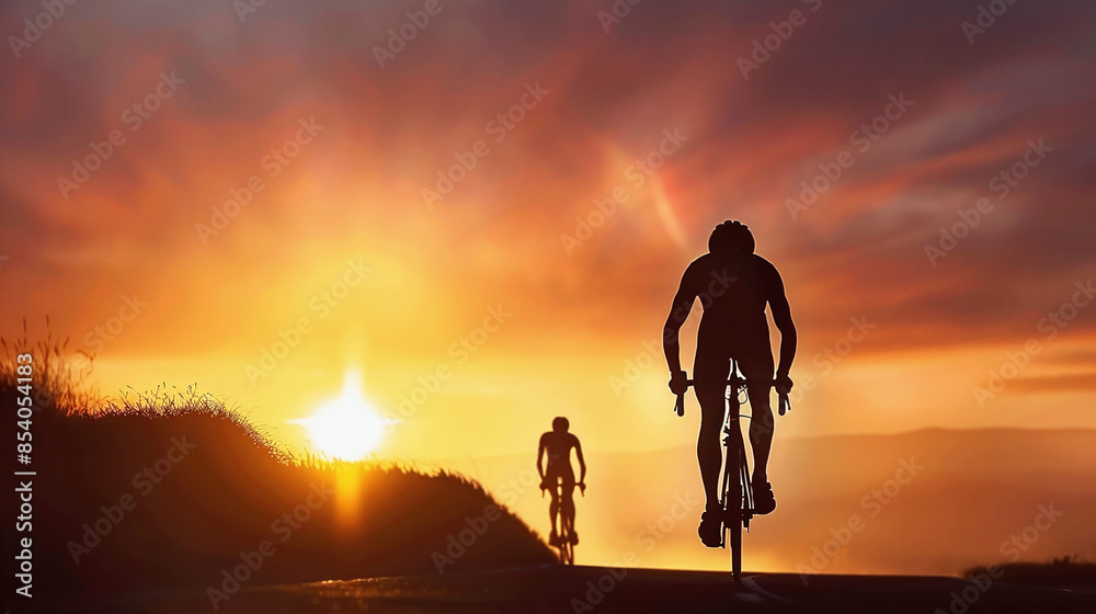 sport - racing cyclist at sunset sport - racing cyclist at sunset