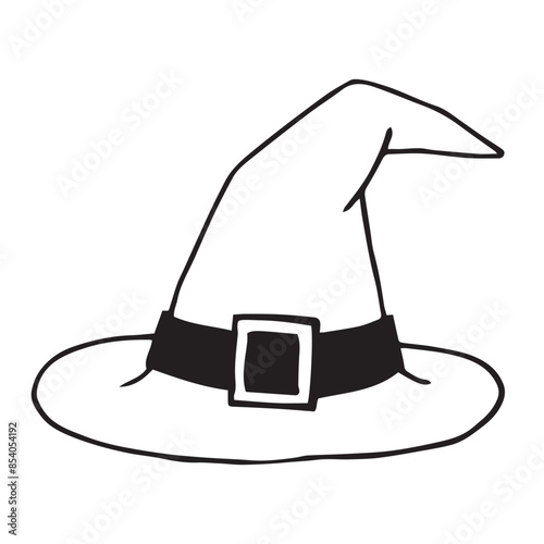 Witch hat. Sketchy pointed hat. Decorative element for Halloween. Vector illustration