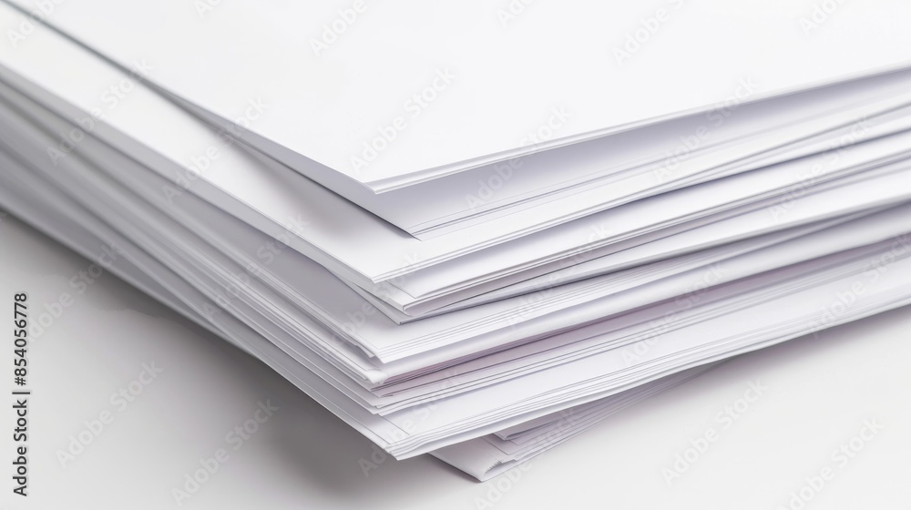 Close Up Stack of Papers on White Background with Clipping Path Close Up Stack of Papers on White Background with Clipping Path