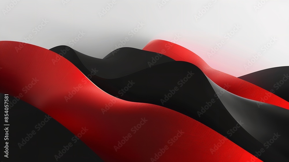 Naklejka premium Black red gradient curved shape white background