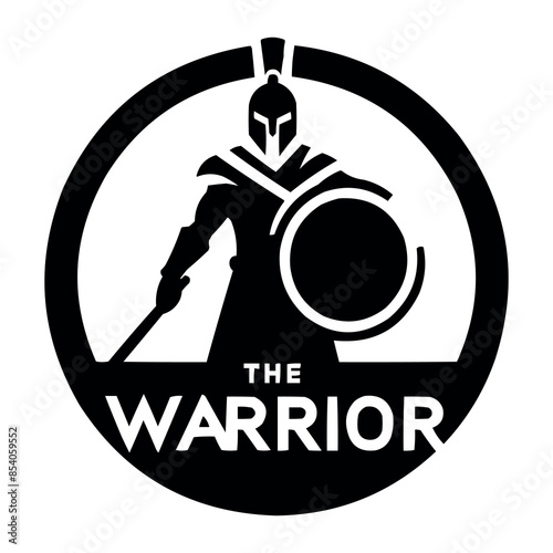 A black warrior logo on white simple background