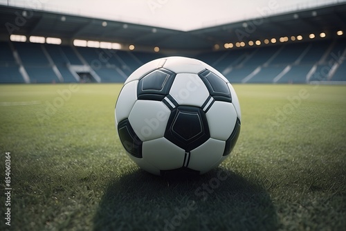 Close up soccer ball, football on the grass