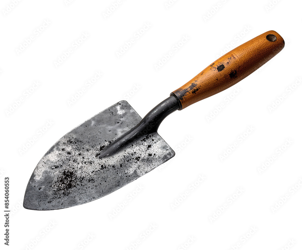 Old Garden Trowel with Wooden Handle Isolated on Transparent Background, cut out. PNG Old Garden Trowel with Wooden Handle Isolated on Transparent Background, cut out. PNG