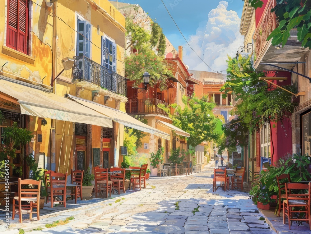 Fototapeta premium Historical Buildings in Athens CityscapeOld Architecture and Street Scene.