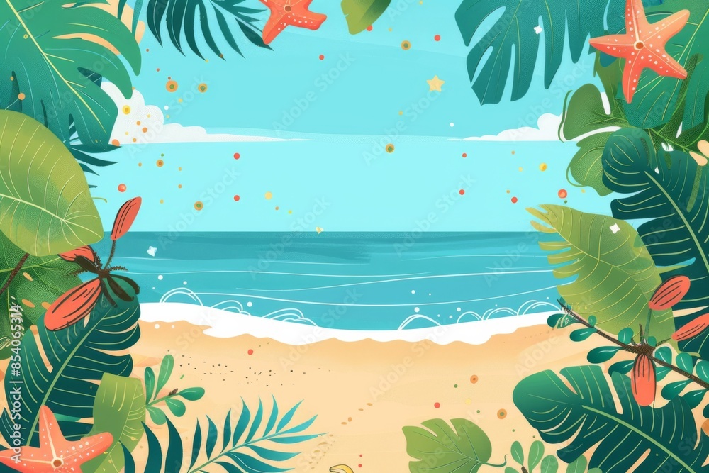 Summer Background illustration created with Generative AI Summer Background illustration created with Generative AI