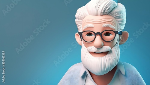 3D Cartoon old man with glasses