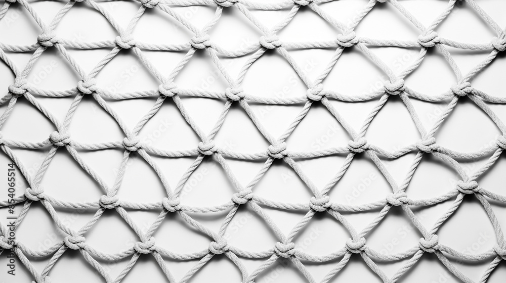 Close-up image of a white rope net with intricate knots, forming a diamond pattern. Perfect for abstract backgrounds and textures. Close-up image of a white rope net with intricate knots, forming a diamond pattern. Perfect for abstract backgrounds and textures.